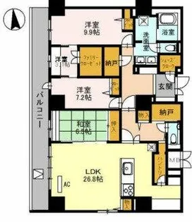 グランセジュール江坂【13階】の間取り