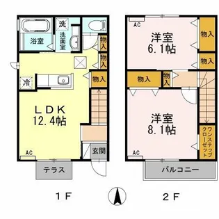 愛知県豊橋市東脇2丁目【テラスハウス】の間取り