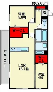 福岡県北九州市小倉北区中井1丁目【アパート】の間取り