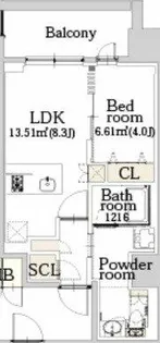 エスライズ難波Ⅲ【6階】の間取り