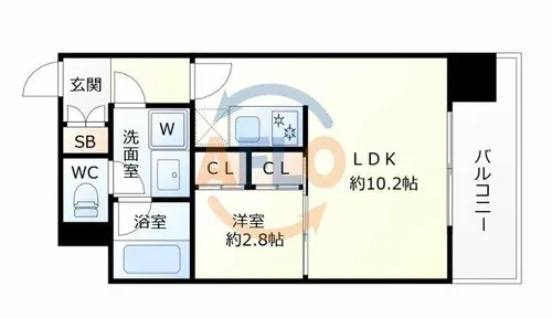 シーズンフラッツ中崎【15階】の間取り