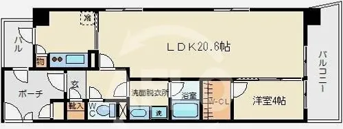ロイヤルパークスなんば【4階】の間取り