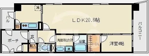 ロイヤルパークスなんば【4階】の間取り