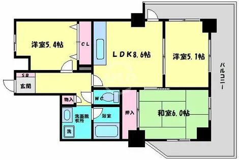 第一玉造マンション【6階】の間取り