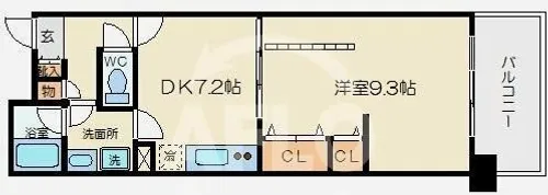 ロイヤルパークスなんば【5階】の間取り