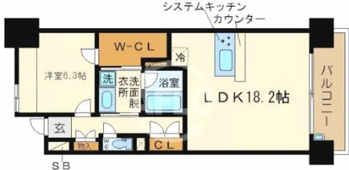 ロイヤルパークスなんば【8階】の間取り