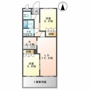 サンフィット北野Ⅰ【1階】の間取り
