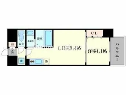 ファステート難波デラックス【9階】の間取り