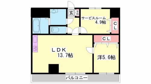 MISTRAL北条口Ⅱ【102号室】の間取り