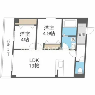 アルカンシェルコート緑橋【1階】の間取り