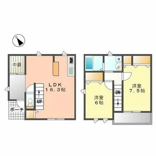 コートヤード【1号室】の間取り