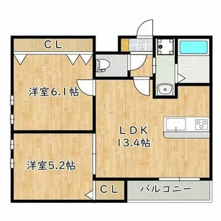 大阪府羽曳野市軽里3丁目【アパート】の間取り