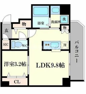 パークフラッツ野田阪神駅前【9階】の間取り