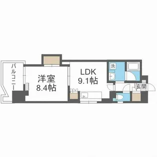 マスターズレジデンス道頓堀II【802号室】の間取り