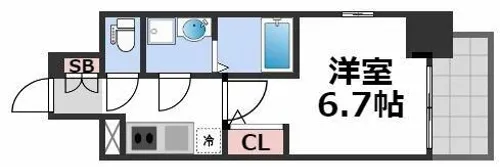 エスリード大阪上本町グリーズ【15階】の間取り
