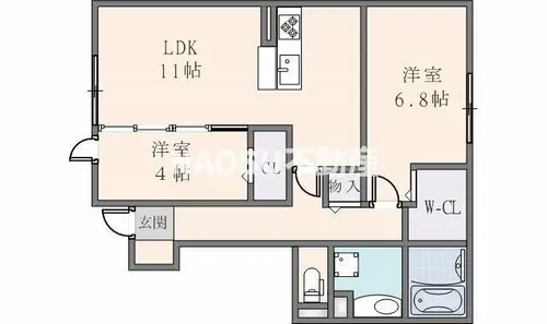 ロイヤルMaedaII【00102号室】の間取り