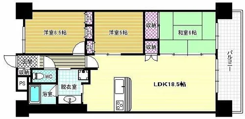 ライオンズ柏原駅前クラウンスクエア【9階】の間取り