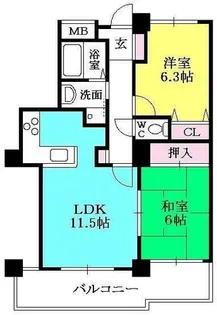 ファインビュー西宮【25F号室】の間取り