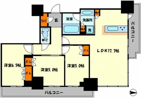 プレミストタワー靭本町【10階】の間取り