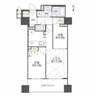 ローレルタワー心斎橋【10階】の間取り