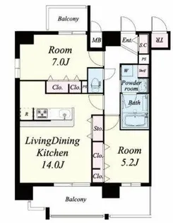 セレーナ・コンフォルト天神橋【10階】の間取り