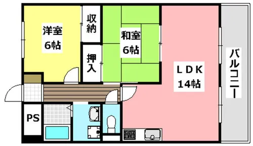 レジデンスベルメゾン【206号室】の間取り