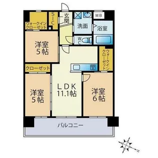 アクシア大橋【402号室】の間取り