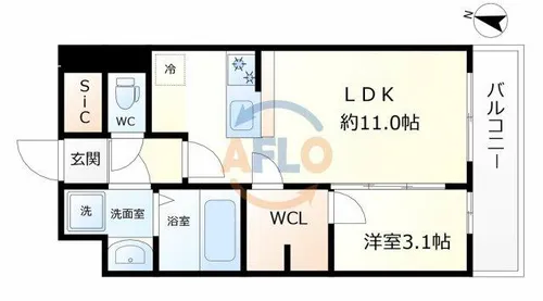 リヴェント福島野田【9階】の間取り