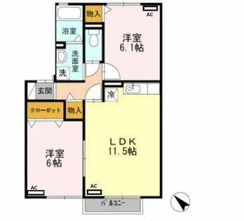 CAPE HILLS Ⅰ【202号室】の間取り