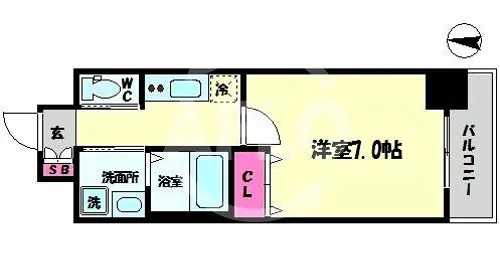 ヒュッテンベルケ大阪なんば【4階】の間取り
