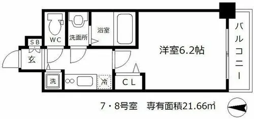 プレサンス扇町駅前【2階】の間取り