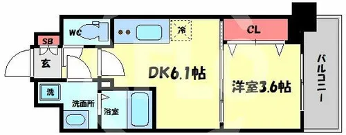 プレサンス天神橋筋六丁目ヴォワール【3階】の間取り