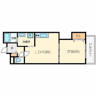 ロジュマン浪速【7階】の間取り