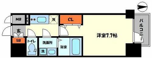 MELDIA CREST TAPP NAMBA-WEST【6階】の間取り