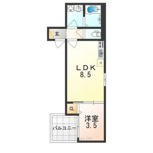 D porta clavel【1階】の間取り