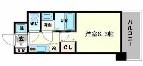 レジュールアッシュ難波MINAMI【5階】の間取り