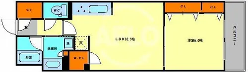 プレサンスロジェ天満橋リバーテラス【1階】の間取り