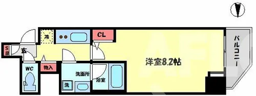 ファーストフィオーレ東梅田【8階】の間取り
