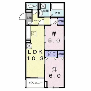 ヒカルサ西宮浜甲子園サウス【201号室】の間取り