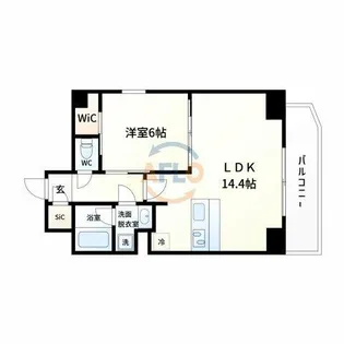 Metrosa谷町六丁目South【13階】の間取り