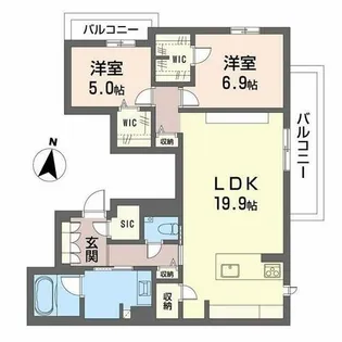 Rio Brezza 芦屋【2階】の間取り