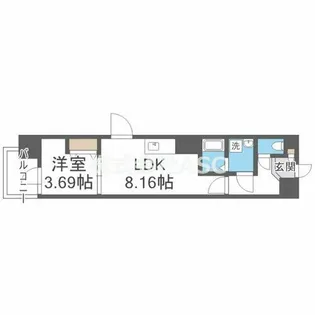 ART Tennouji【901号室】の間取り
