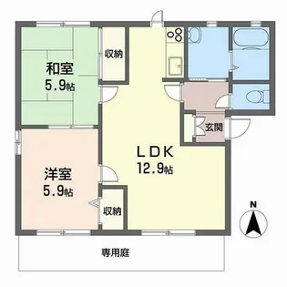 ラ・フォンテーヌ・オクノ【1階】の間取り