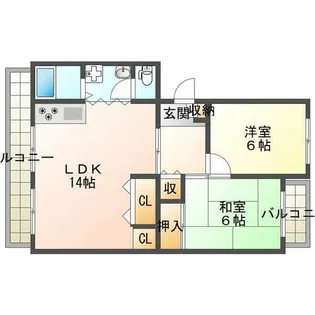 明石貴崎鉄筋住宅5号棟【2階】の間取り