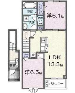 パルミエB【2階】の間取り