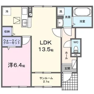 パルミエA【1階】の間取り