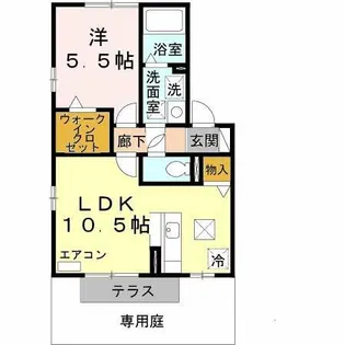 ウィルモア・ファームB【102号室】の間取り