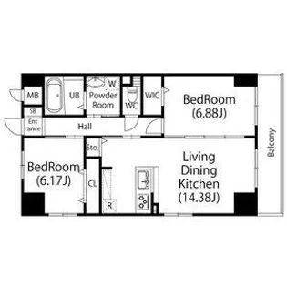 GRANDUKE高辻【2階】の間取り