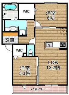 エスタール長岡京【202号室】の間取り