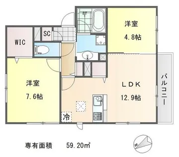 ルピナス北白川【1階】の間取り